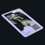 Light Periwinkle Couple Photo QR Code Wedding  Magnet<br><div class="desc">Simple & Sleek Modern Couple Photo Save the Date.  Wedding. Modern Font.  Black text.  Light periwinkle background.  QR Code.  Paper tear frame.</div>