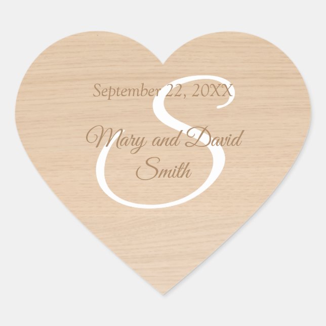 Light Pine Wood Wedding Sticker (Front)