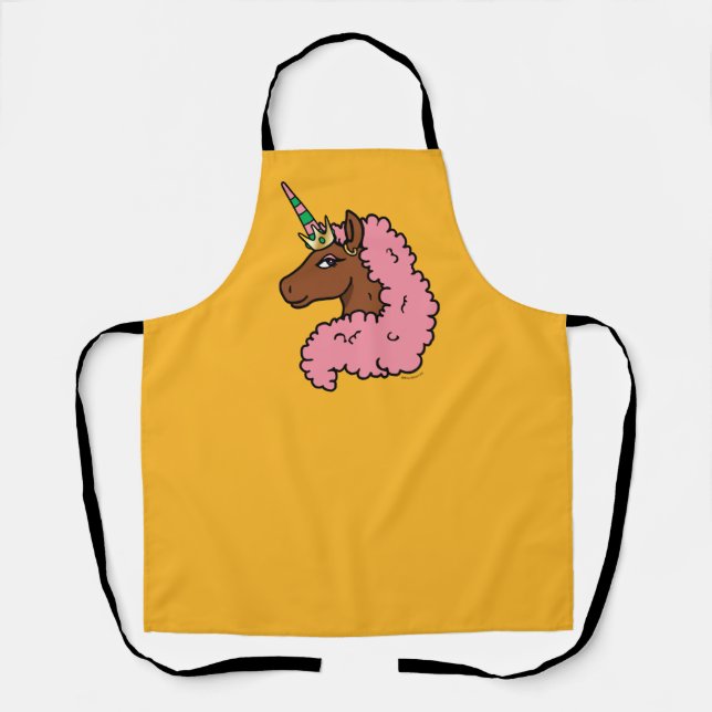 Light Pink Afro Unicorn Apron (Front)
