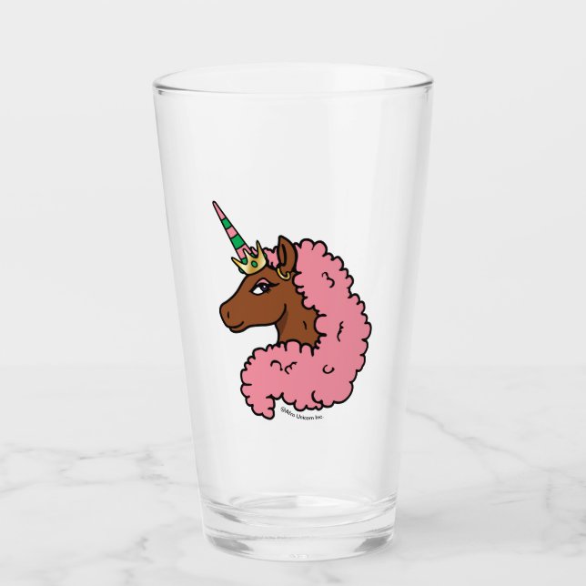 Light Pink Afro Unicorn Glass (Front)