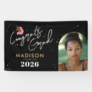 Light Pink Afro Unicorn Graduation Banner