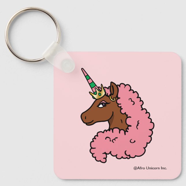 Light Pink Afro Unicorn Keychain (Front)