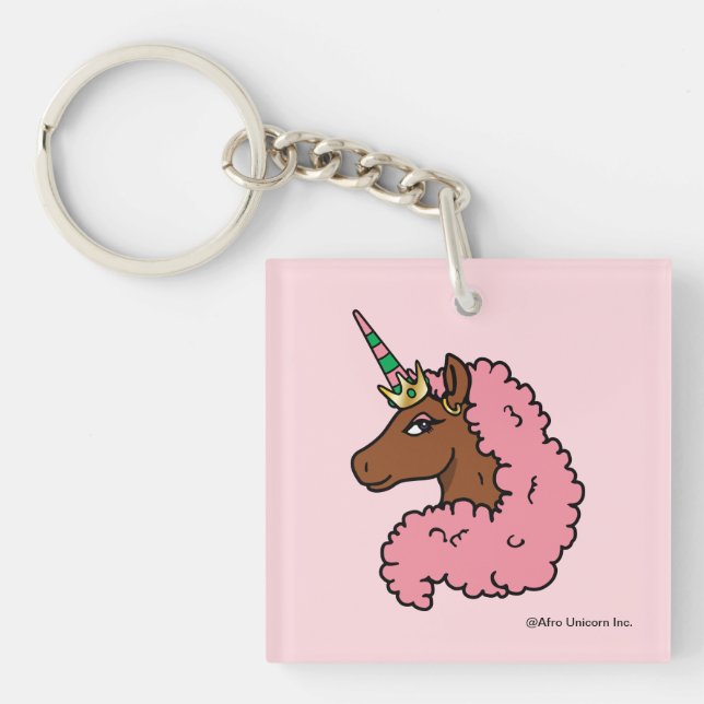 Light Pink Afro Unicorn Keychain (Front)