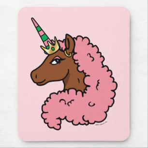 Light Pink Afro Unicorn Mouse Pad