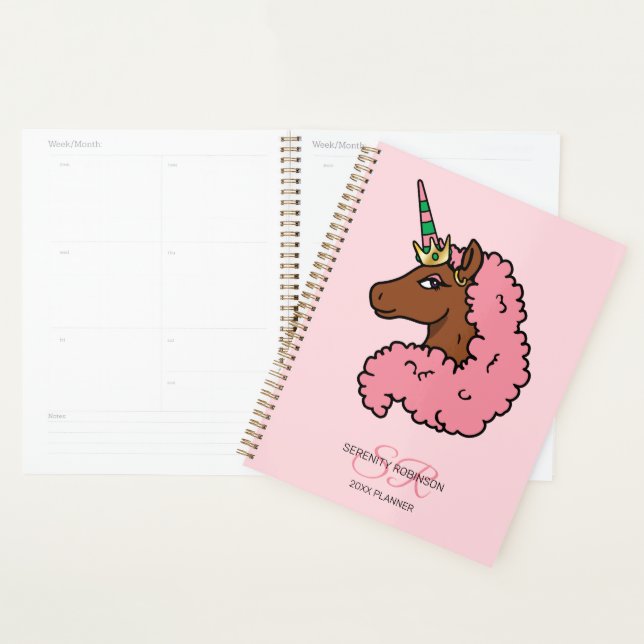 Light Pink Afro Unicorn Planner (Display)