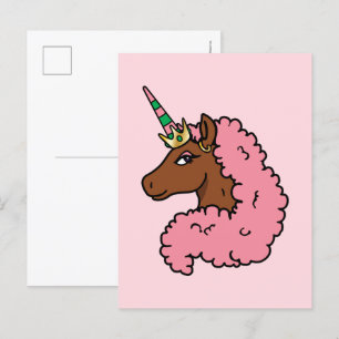 Light Pink Afro Unicorn Postcard