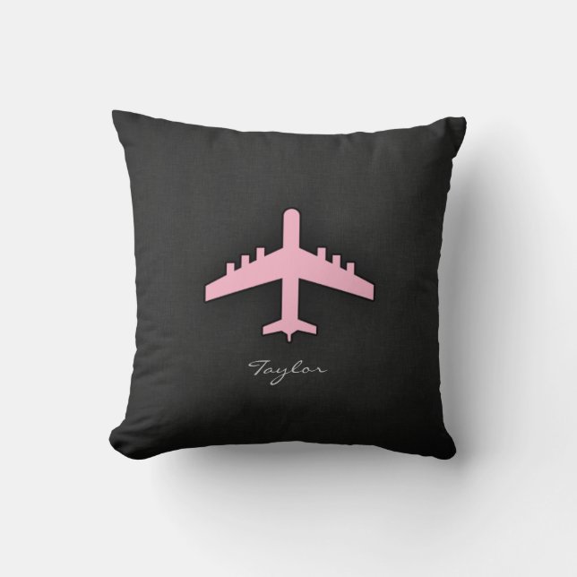 Light Pink Airplane Throw Pillow (Front)