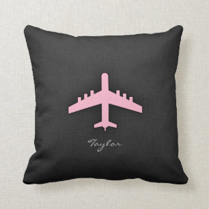 Light Pink Airplane Throw Pillow