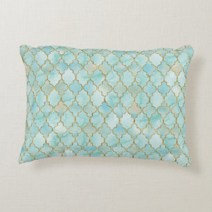 Light pink and Aqua Maroccan pattern Decorative Pillow