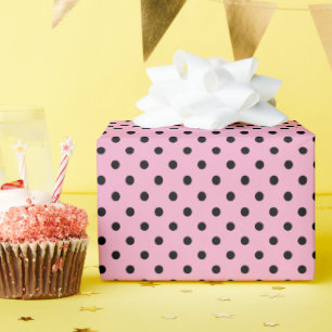 Light Pink and Black Polka Dots Wrapping Paper