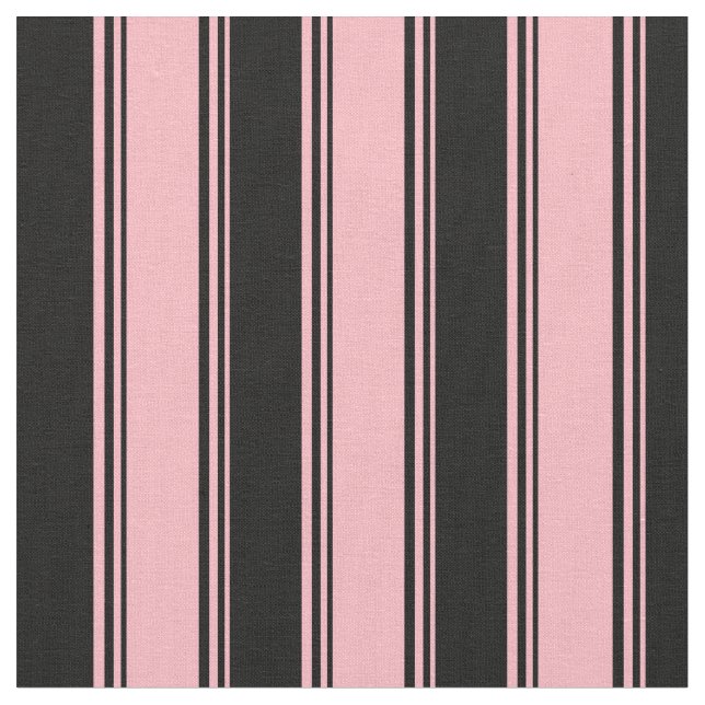 Light Pink and Black Stripes Pattern Fabric (Close Up)