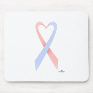 Light Pink And Blue Heart Shaped Awareness Ribbon Mouse Pad