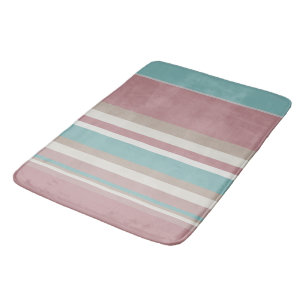 Light Pink and Blue Stripes Bath Mat