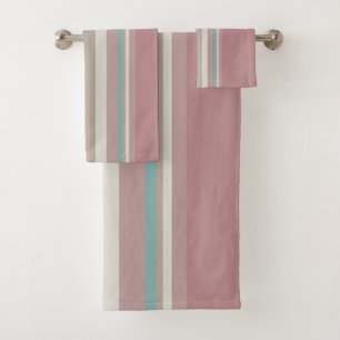 Light Pink and Blue Stripes   Bath Towel Set