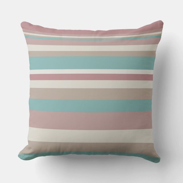 Light Pink and Blue Stripes Throw Pillow (Front)