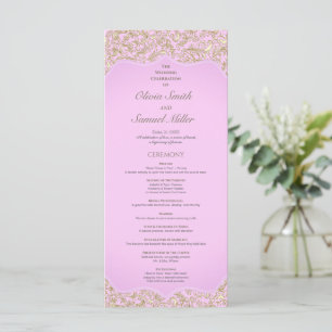 Light Pink And Gold Elegant Damask Wedding Program