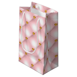 Light Pink and Gold Tufted Small Gift Bag