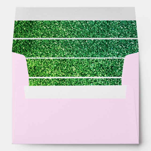 Light Pink and Green glitter stripes Envelope (Back (Bottom))