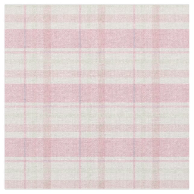 Light Pink and Green Plaid Fabric (Close Up)