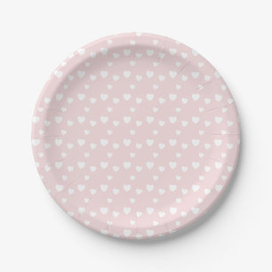 Light Pink and Hearts, birthday, shower, party Paper Plate