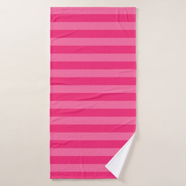 Light Pink and Hot Pink Stripes  Bath Towel (Bath Towel)