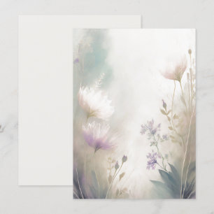 Light pink and purple floral blank wedding invitation