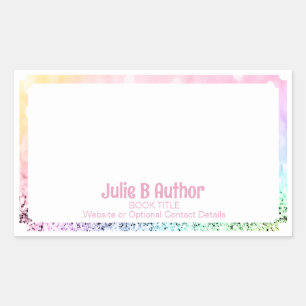 Light Pink and Purple Glitter Book Signing Plate Sticker