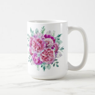 Light pink and purple peonies coffee mug