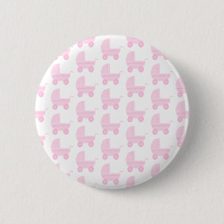Light Pink and White Baby Stroller Pattern. 2 Inch Round Button