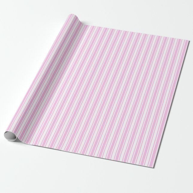 Light pink and white candy stripes wrapping paper (Unrolled)