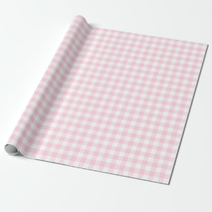 Light Pink and White Check Plaid Wrapping Paper
