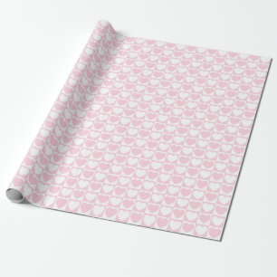 Light Pink and White Chequered Pattern With Hearts Wrapping Paper