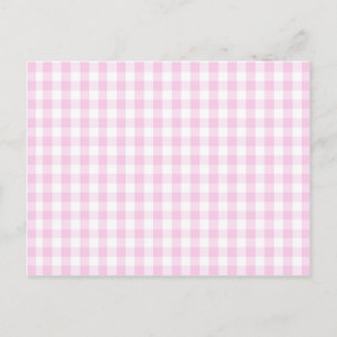 light pink and white gingham pattern preppy girly postcard