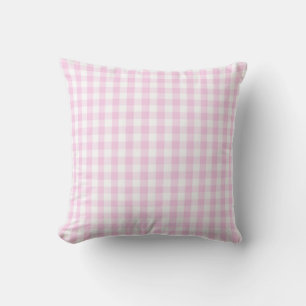 light pink and white gingham pattern preppy girly throw pillow
