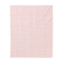 Light Pink and White Gingham Plaid Fleece Blanket