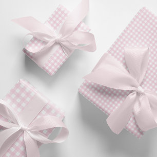 Light Pink and White Gingham Wrapping Paper Sheet