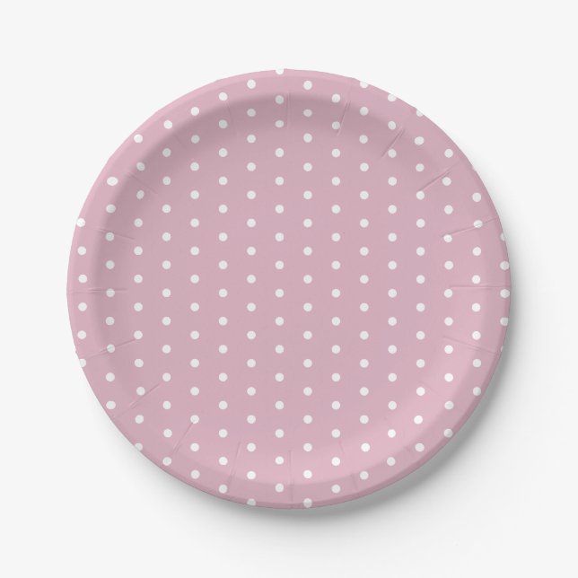 Light Pink and White Polka Dot Easter  Paper Plate (Front)