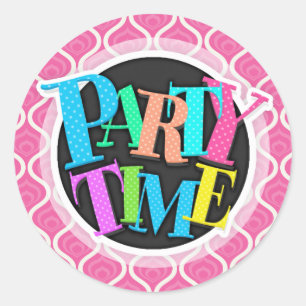Light Pink and White Retro Pattern Classic Round Sticker