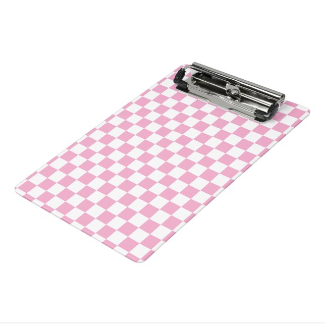 Light Pink and White Square Box Stylish Pattern Mini Clipboard (Angled3)