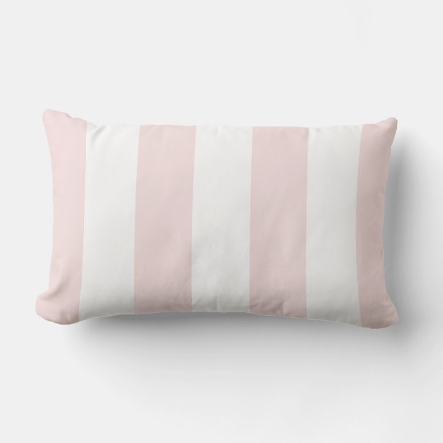 Light Pink and White Stripe Lumbar Pillow (Front)
