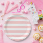 Light Pink and White Stripes Paper Plate<br><div class="desc">Custom designed paper party plates with a chic preppy nautical stripe pattern. Click Customize It to personalize the design with your own text and images to create a unique one of a kind design to match any party decor!</div>