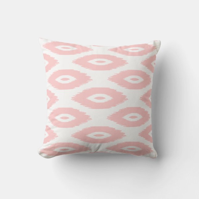 Light Pink and White Tribal Ikat Dots Throw Pillow (Front)
