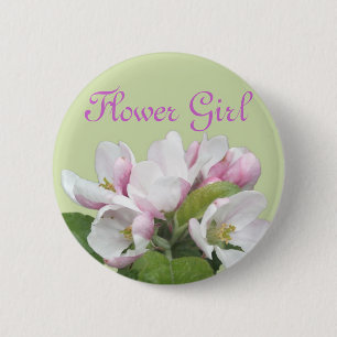 Light pink apple flower  flower girl wedding 2 inch round button