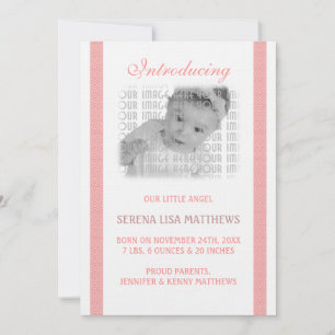 Light Pink Baby Girl Birth Announcement