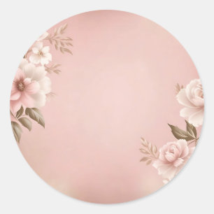 Light Pink Background with Muted Floral Classic Round Sticker