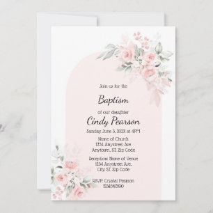 Light pink baptism invitation 