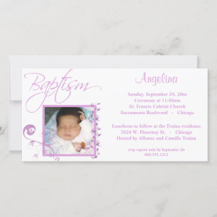 Light Pink Baptism Photo Invitation