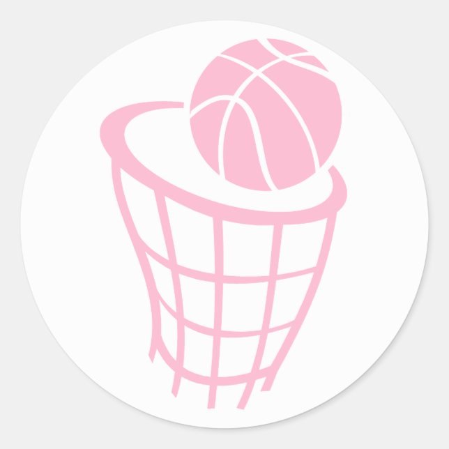 Light Pink Basketball Classic Round Sticker (Front)