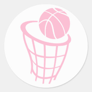 Light Pink Basketball Classic Round Sticker