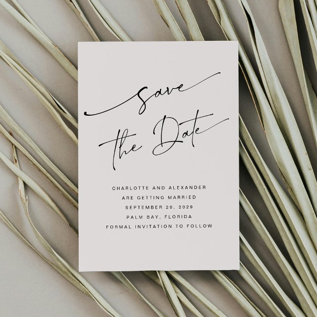 Light Pink Beige Modern Script Bold Non Photo Save The Date (Creator Uploaded)